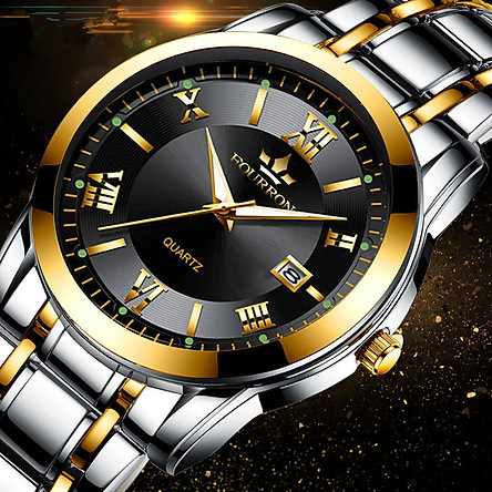 Đồng hồ nam FOURRON F1128 santafe watch 2020 Lịch ngày dây thép không gỉ cao cấp