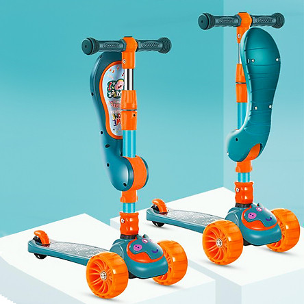 Xe trượt scooter 3 bánh cao cấp dành cho bé, phát nhạc, bánh xe phát sáng vĩnh cửu, rèn luyện vận động, tăng chiều cao cho bé, chịu lực lên tới 90kg