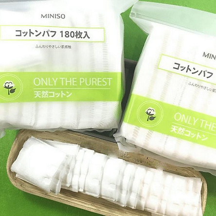 Một túi bông tẩy trang 180 miếng 3 lớp Miniso only the purest 