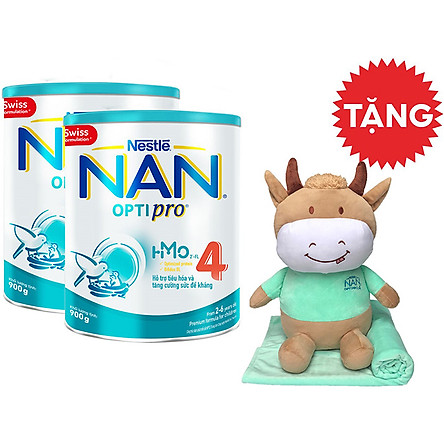 Combo 2 Lon Nan Optipro 4 HMO 900g - Tặng Bộ Gối Mền Chú Trâu