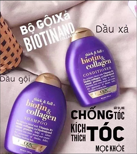 Bộ Đôi Dầu Gội Và Dầu Xả (385ml) Biotin & Collagen OGX Shampoo và Conditioner