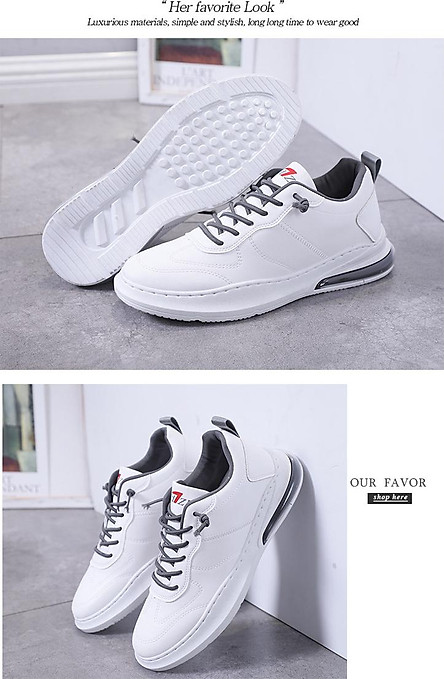 Giày Sneaker nam, Giày thể thao nam, giày da, 2 màu đen - trắng, đế cao su nguyên khối, đế nén khí êm, bền, khâu đế chắc chắn G145