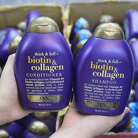 Bộ Đôi Dầu Gội Và Dầu Xả (385ml) Biotin & Collagen OGX Shampoo và Conditioner