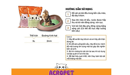 Cát Vệ Sinh Đậu Phụ Cho Mèo ACROPET 5L - Hương Lavender