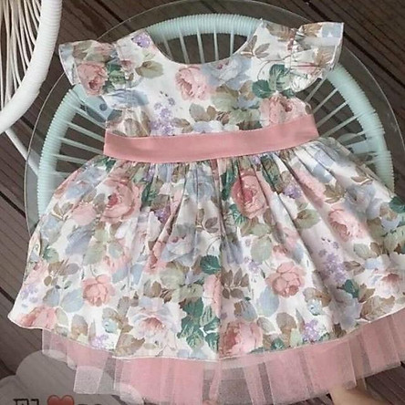 váy hoa hồng baby doll bé yêu