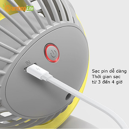 Quạt mini cầm tay để bàn xoay 360 độ Bamboo Life hàng chính hãng Quạt sạc USB đa năng dùng để kẹp nôi, kẹp xe đẩy cho bé, cầm tay, để bàn văn phòng, kẹp xe ô tô