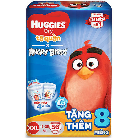 Tã Quần Huggies Dry Gói Cực Đại Angry Birds Phiên Bản Giới Hạn XXL56 (56 Miếng) - Tặng 8 Miếng