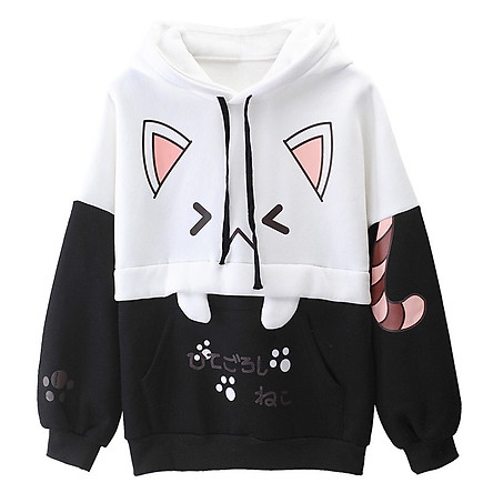 ÁO HOODIE NỮ PHỐI HỌA TIẾT MÈO SIÊU CUTE