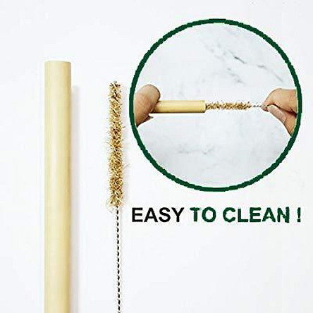 Bộ 10 Ống hút tre (Bamboo straws), Túi vải canvas và Cọ rửa ống hút