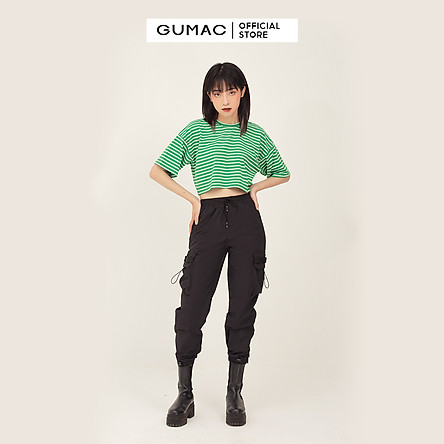 Áo croptop nữ sọc ngang GUMAC phong cách unisex năng động ATB343