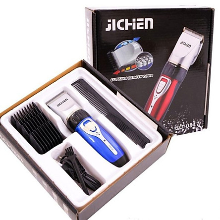 Tông Đơ Cắt Tóc Gia Đình JICHEN 0817 Đỏ 4 Cỡ Lược Căn Chỉnh Độ Dài Tóc