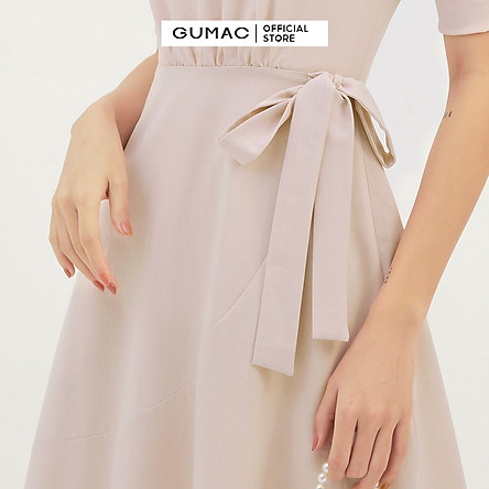 Đầm dáng xòe nữ thiết kế rã tùng cổ ren GUMAC DB3124