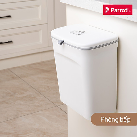 Thùng rác treo tủ bếp có nắp đậy thông minh, thùng rác treo tường dán tường, có thanh trượt cửa bếp – Parroti Bin BN01