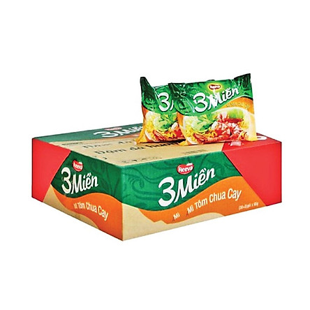 Thùng mì 3 miền tôm chua cay gói 65g