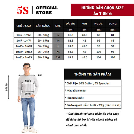 Áo Thun Nam Dài Tay 5S (ATO20), Vải Cotton Spandex Cao Cấp, 4 Màu Cơ Bản N1