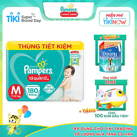 Thùng Tã Quần Pampers Giữ Dáng Megabox + Tặng Nước Xả Vải Downy 2.1L Đại Dương Xanh