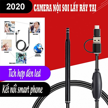 Bộ Lấy Ráy Tai Có Đèn, Camera Mini, Camera Nội Soi Tai, Mũi, Họng Siêu Nét Đi Kèm Bộ Đầu Lấy Ráy Tai, Soi Tai Mũi Họng Chuyên Nghiệp