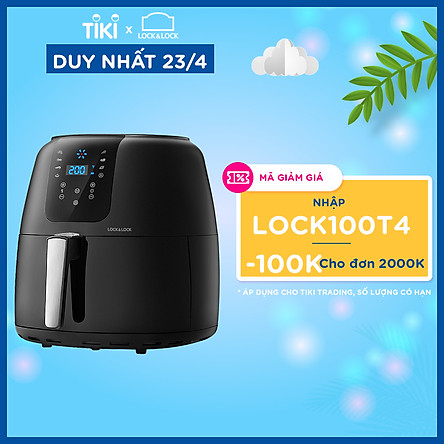 Nồi Chiên Không Dầu Điện Tử Lock&Lock EJF296BLK (7.2 Lít) - Kèm Chảo Nướng - Hàng Chính Hãng