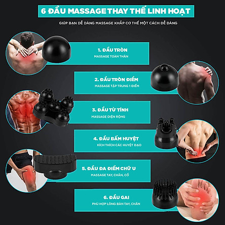 Máy Massage Cầm Tay Đa Năng Cao Cấp KINGTECH - Mát Xa Chuyên Sâu Cho Cổ, Vai Gáy, Bụng, Lưng, Cánh Tay, Chân - Giảm Đau Mỏi Toàn Thân Cho Dân Văn Phòng, Gymer, Người Già, Người Lao Động Nặng - Món Quà Tuyệt Vời Cho Ông Bà, Bố Mẹ - Hàng Chính Hãng