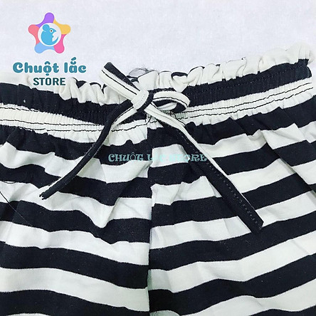 Sét bộ quần áo bé gái cotton 4 chiều áo croptop quần kẻ cho bé từ 10kg đến 24kg