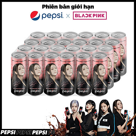 Thùng 24 Lon Nước Ngọt Có Gas Pepsi Không Calo (330ml/Lon) - Phiên bản BlackPink - Mẫu ngẫu nhiên