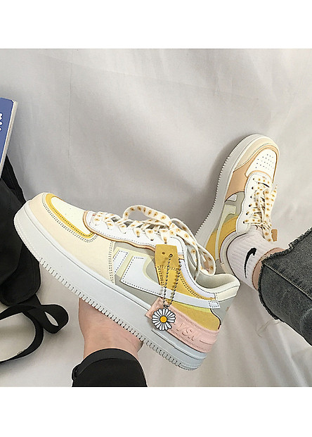 Giày Thể Thao Style Sneaker Nữ Tặng Kèm Bộ Icon Cute Đế Cao 4CM Da PU - MSP 3227
