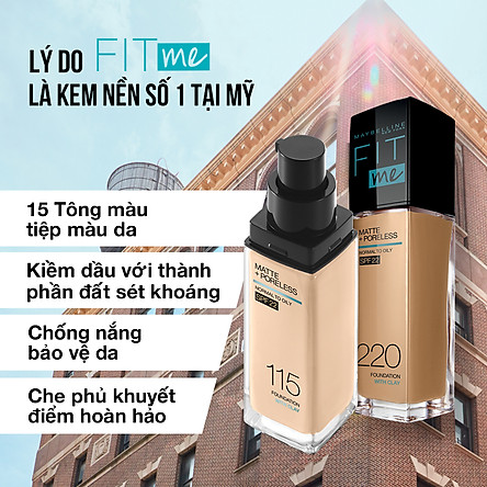 Kem Nền Mịn Nhẹ Kiềm Dầu Fit Me Maybelline New York Matte Poreless Foundation 30ml