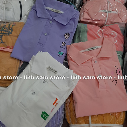 Áo thun POLO nữ tay lỡ có cổ phông form rộng freesize unisex mặc đi học, cặp, nhóm, lớp in hình DỄ THƯƠNG