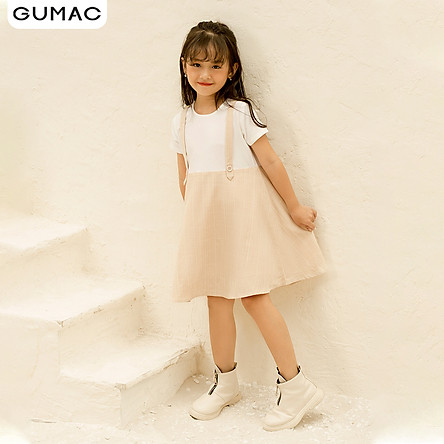 Đầm váy bé gái DKA1092 GUMAC thiết kế  yếm caro xòe