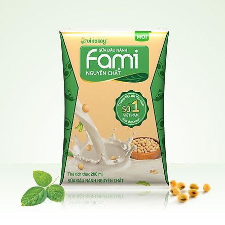 Thùng Sữa đậu nành Fami nguyên chất (200ml x 40 Bịch)