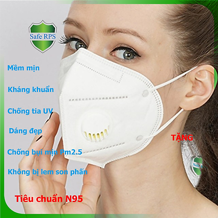 Hộp 20 cái Khẩu trang N95 Pro Mask, có van thở, kháng khuẩn, chống bụi siêu mịn PM2.5, màu trắng - ISO13485, CE, FDA - xuất khẩu Châu Âu , Mỹ ; Tặng móc treo khóa mica