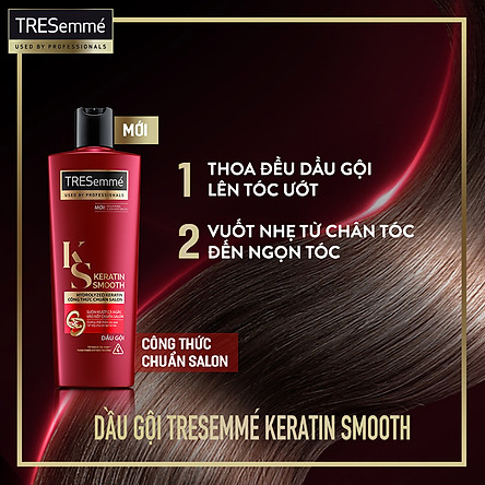 Combo Dầu Gội (640g) Và Dầu Xả (620g) Tresemmé Keratin Smooth Tinh Dầu Argan Và Keratin Vào Nếp Suôn Mượt