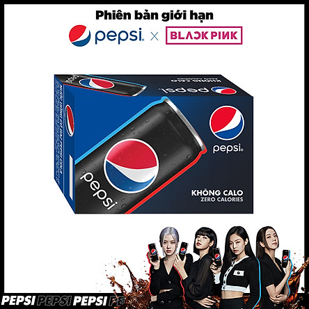 Thùng 24 Lon Nước Ngọt Có Gas Pepsi Không Calo (330ml/Lon) - Phiên bản BlackPink - Mẫu ngẫu nhiên