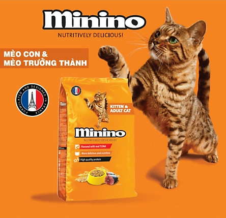 Thức ăn cho mèo con & mèo trưởng thành vị cá ngừ Minino Tuna Flavored 1,3kg