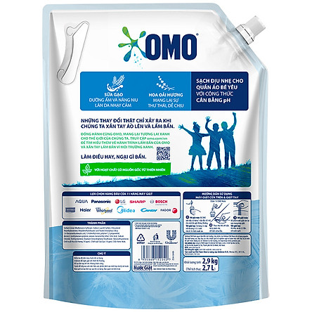 Túi Nước Giặt OMO Dịu Nhẹ Trên Da 2.9kg