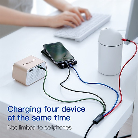 Dây cáp sạc đa năng Baseus Rapid 4 in 1 Type-C, 2 Lighning,  Micro USB, cho iPhone/ iPad, Smartphone & Tablet Android (3.5A, 1.2M, Fast charge 4 in 1 Cable) - Hàng chính hãng