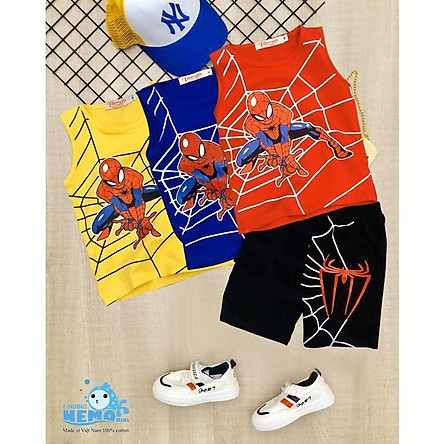GIÁ TẬN XƯỞNG Bộ  ĐÒ quần áo cho trẻ em in hình spider-Man người nhện siêu ngầu cho bé trai từ 8kg đến 25kg