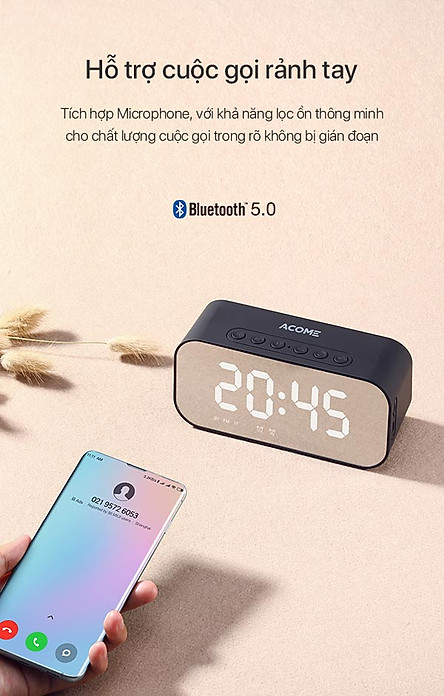 Loa Bluetooth 5.0 Kiêm Đồng Hồ Báo Thức - [[ 2 Trong 1 ]] - Robot - Hàng Chính Hãng