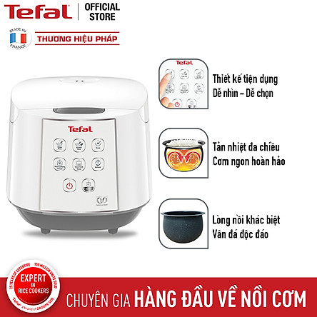 Nồi cơm điện tử Tefal RK733168 - 1.8L 750W - Lòng nồi niêu vân đá cao cấp - Giữ ấm 12 tiếng - Công nghệ Fuzzy Logic - Hàng chính hãng