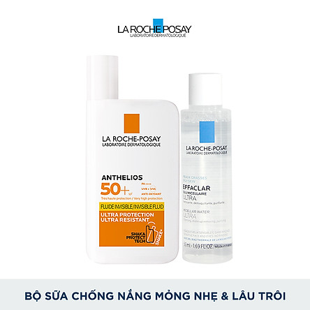 Bộ sữa chống nắng mỏng nhẹ & lâu trôi La Roche-Posay Anthelios Invisible Fluid SPF50+