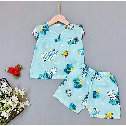 bộ cộc bé gái , vải lanh ( tole) loại 1 ( size 5-19kg)