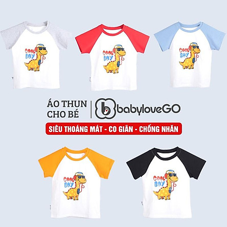 Áo thun bé trai bé gái BabyloveGo in hình khủng long chất liệu cotton sợi thoáng mát - KL001