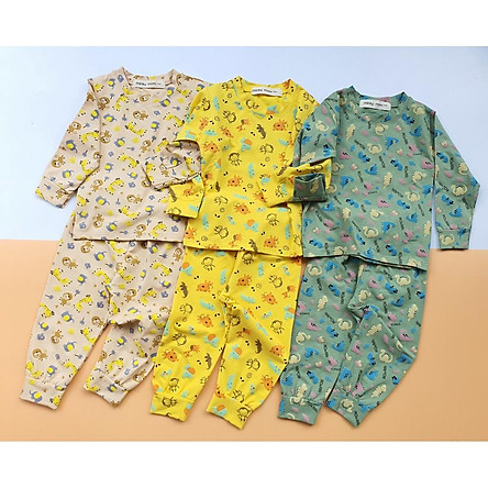 Bộ Cotton (mẫu3) Minky mom in hình ngộ nghĩnh cho bé trai và bé gái (5-18kg)