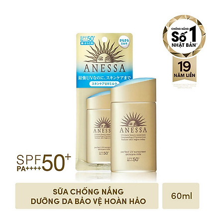 Kem chống nắng dưỡng da dạng sữa bảo vệ hoàn hảo Anessa Perfect UV Sunscreen Skincare Milk SPF 50+ PA++++ 60ml