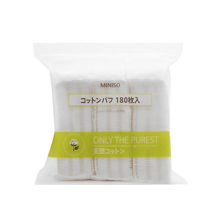 Một túi bông tẩy trang 180 miếng 3 lớp Miniso only the purest 