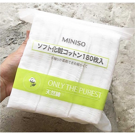 Một túi bông tẩy trang 180 miếng 3 lớp Miniso only the purest 