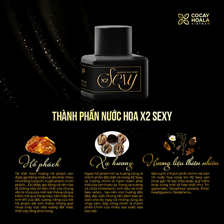 Nước hoa vùng kín X2 Sexy Cocayhoala 5ml khử mùi hôi, làm thơm ,hồng và se khít vùng kín- hương hổ phách, xạ hương Hương thơm dịu nhẹ, quyến rũ, thành phần thiên nhiên, an toàn, lành tính