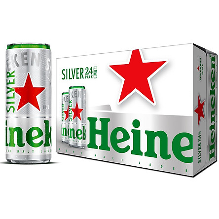 Thùng 24 lon cao Heineken Silver (mới) (330ml/lon)