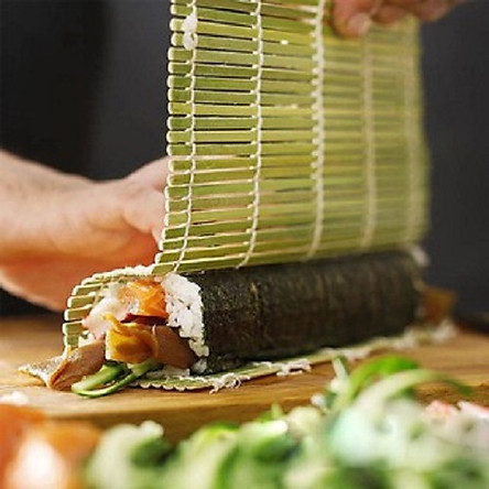 Mành tre cuộn sushi an toàn cho sức khỏe size lớn - Dụng cụ cuốn rong biển, cơm cuộn bằng tre cao cấp, màu xanh lá