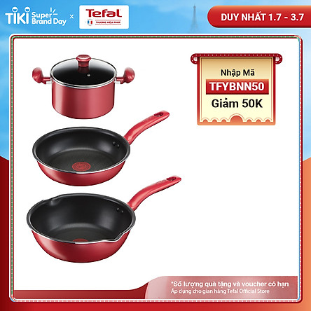 Combo Tefal So Chef Chảo chiên chống dính đáy từ G1350295 21cm, Nồi chống dính đáy từ G1354595 22cm và Chảo chiên chống dính đáy từ G1358495 24cm sâu lòng - Hàng chính hãng